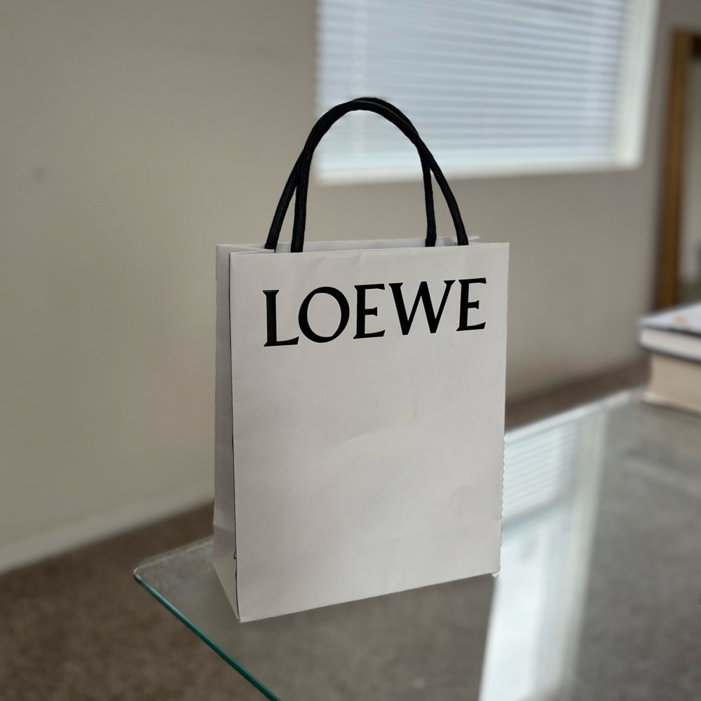Loewe Cream Paper Shop bag with Black Handles